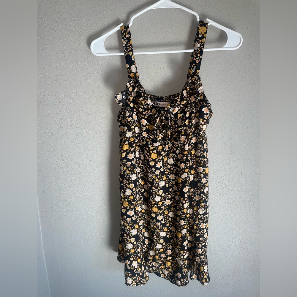 SO Floral Black and Yellow Dress